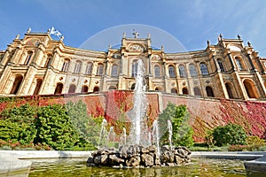 Maximilianeum - Bavarian state parliament with fountain in Munich, Bavaria Germany