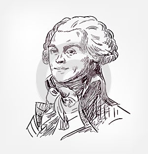 Maximilien Robespierre vector sketch portrait