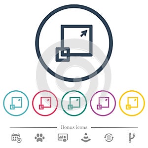 Maximize window flat color icons in round outlines