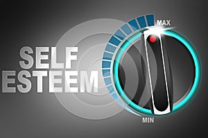 Maximum level of self esteem concept with knob
