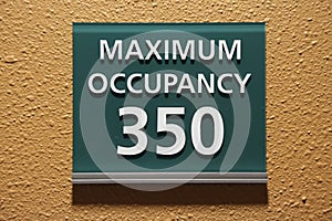 Maximum occupancy 350 sign