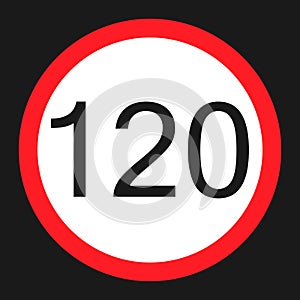 Maximum speed limit 120 sign flat icon