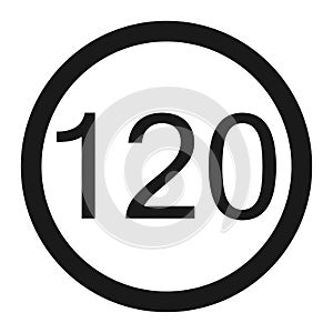 Maximum speed limit 120 sign line icon