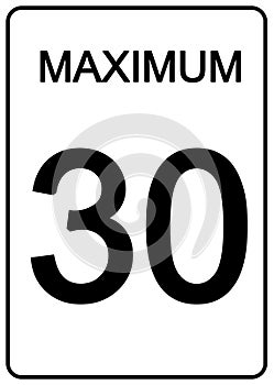 Maximum 30 Speed Sign rectangular shape