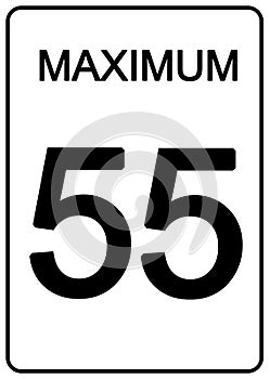 Maximum 55 Speed Sign rectangular shape