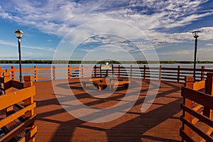 MAY 1, 2019, NEW MADRID, MO., USA - Viewing platform of Mississippi River  New Madrid, MO.  at Higgerson Landing