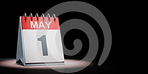 May 1 Calendar Spotlighted on Black Background