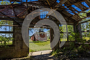 MAY 17 2019, GASCONADE COUNTY, MISSOURI USA  Deserted factory in Gasconade County Missouri along trail where Lewis and Clark