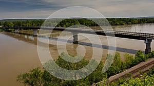 MAY 17 2019, HERMANN MISSOURI USA - The Hermann Bridge was a cantilevered truss bridge over the Missouri River at Hermann,