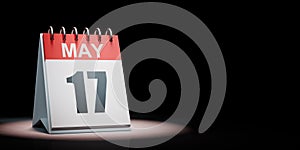 May 17 Calendar Spotlighted on Black Background