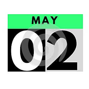 May 2 . flat daily calendar icon .date ,day, month .calendar for the month of May