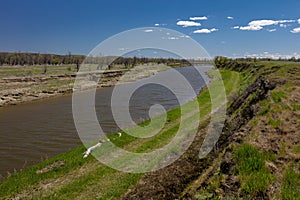 MAY 20, FORT MANDAN, NORTH DAKOTA, USA - Knife River Indian Village, the site where Sacagawea meets Lewis and Clark for their