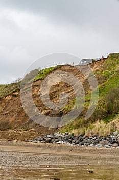 May 2021 aftermath of huge cliff landslip at Nefyn, Llyn Peninsula, Wales