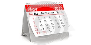 May 2022 - table calendar - 3D illustration