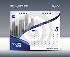 May 2024 - Calendar 2024 template vector, Desk Calendar 2024 design, Wall calendar template, planner, Poster, Design professional