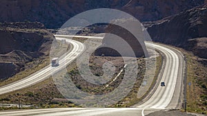 MAY 23, 2017 Interstate Highway 70, near Colorado and Utah border shows a long winding. E.U., Wonderlust