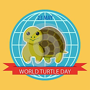 May 23. World Turtle Day. Poster with turtle