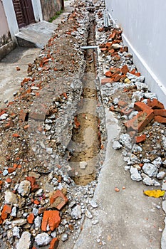 May 23rd 2022, Dehradun city India. Trench Excavation on the streets for laying potable water pipe line in the city