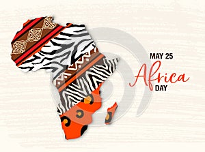 May 25 Africa Day card of animal print map