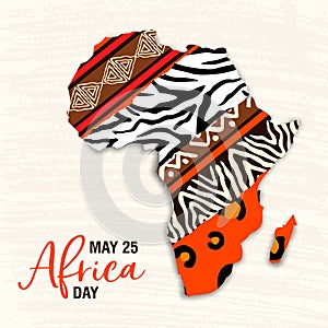 May 25 Africa Day card of animal print map