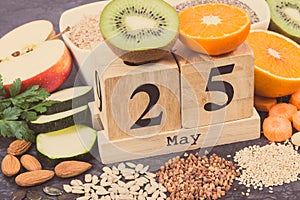 May 25 on cube calendar and best food for healthy thyroid. World Thyroid Day
