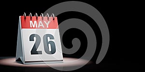 May 26 Calendar Spotlighted on Black Background