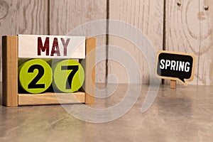 May 27 calendar date text on wooden blocks.