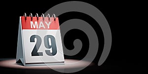 May 29 Calendar Spotlighted on Black Background