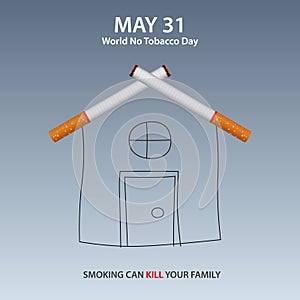 May 31st World No Tobacco Day banner design. Cigarette poisoning concept. Stop smoking poster. Danger from tobacco infographic.