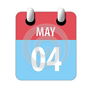 may 4th. Day 4 of month,Simple calendar icon on white background. Planning. Time management. Set of calendar icons for web design