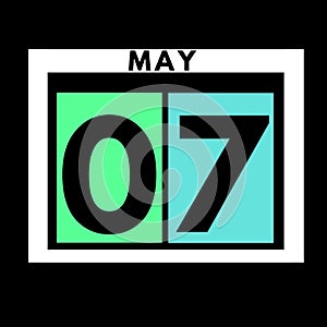 May 7 . colored flat daily calendar icon .date ,day, month .calendar for the month of May