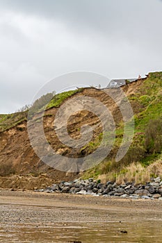 May 2021 aftermath of huge cliff landslip at Nefyn, Llyn Peninsula, Wales photo