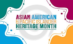 May is Asian American and Pacific Islander Heritage Month colorful flower and leaf background template.