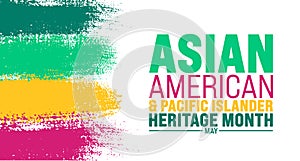 May is Asian American and Pacific Islander Heritage Month colorful pink Paint Stroke brush background template.