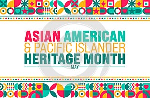 May is Asian American and Pacific Islander Heritage Month geometric shape pattern background template.