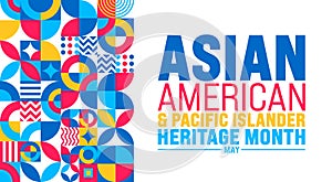 May is Asian American and Pacific Islander Heritage Month geometric shape pattern background template.