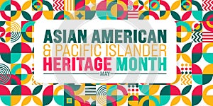 May is Asian American and Pacific Islander Heritage Month geometric shape pattern background template.