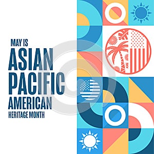 May is Asian Pacific American Heritage Month. Holiday concept. Template for background, banner, card, poster with text