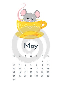 May calendar flat vector illustration