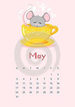 May calendar flat vector template