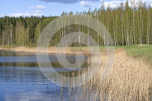 May day on Hannibal pond. Petrovskoye manor. Pushkinskie Gory, Russia