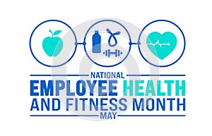 May is Employee Health and Fitness Month background template. Holiday concept. use to background, banner, placard, card,