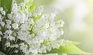 May flowers lilies of the valley on a blurred background in the sun