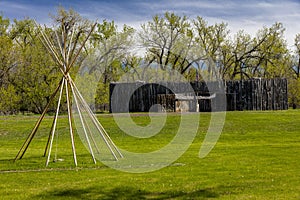 MAY 20, FORT MANDAN, NORTH DAKOTA, USA - Historic Fort Mandan, North Dakota - wintering location for Lewis and Clark 1804-1805 photo