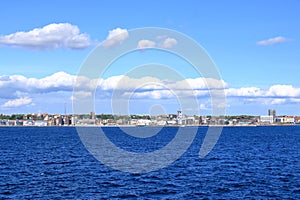 May 23 2022 - Helsingborg, Sweden: A panoramic image of the swedish city of Helsingborg