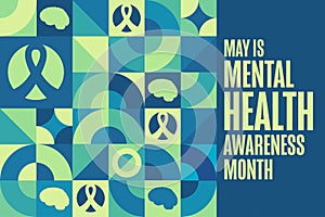 May is Mental Health Awareness Month. Holiday concept. Template for background, banner, card, poster with text