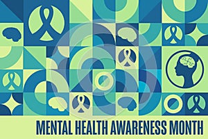 May is Mental Health Awareness Month. Holiday concept. Template for background, banner, card, poster with text