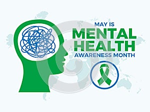 May is Mental Health Awareness Month poster vector illustration