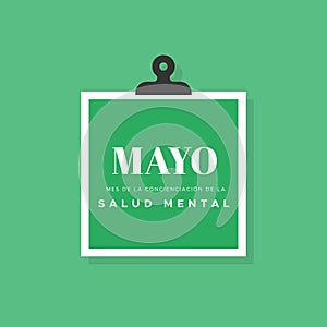 May is Mental Health awareness month in Spanish. Mayo mes de la concienciacion de la salud mental. Vector illustration, flat photo