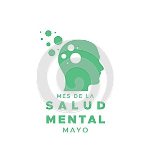 May is Mental Health awareness month in Spanish. Mes de la Salud Mental Mayo. Human head icon. Vector illustration, flat design photo